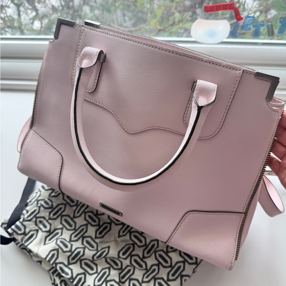 Rebecca Minkoff Amorous Satchel Pink Saffiano Leather Top Handle Bag - Picture 4 of 13